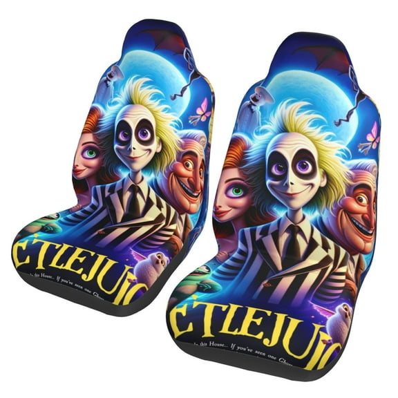 Beetlejuice Car Seat Cover Colorful Print Front Seat Covers 2 Packs, Vehicle Seat Protector Covers Accessories Fit Most Auto Cars Sedan Truck SUV Van