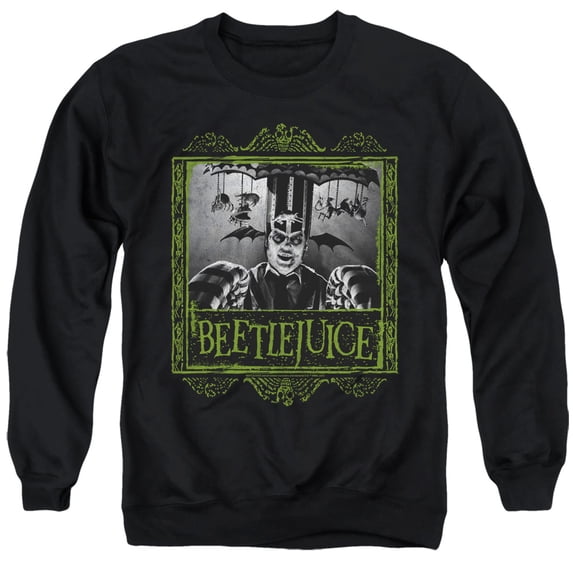 Beetlejuice Carousel Beetlejuice Unisex Adult Crewneck Sweatshirt,Black, 2X-Large