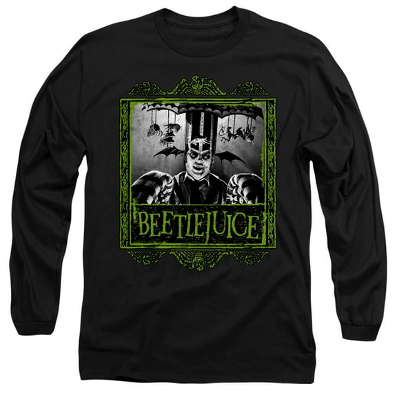 Beetlejuice Carousel Beetlejuice Unisex Adult Long-Sleeve T Shirt,Black, Medium
