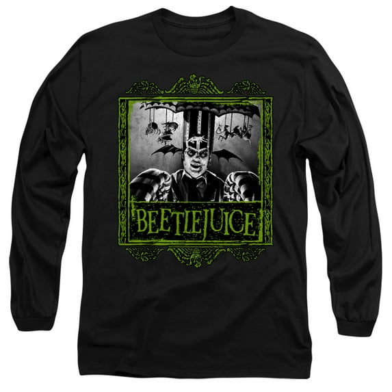 Beetlejuice Carousel Beetlejuice Unisex Adult Long-Sleeve T Shirt,Black, Medium
