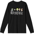 thumbnail image 1 of Beetlejuice Chibi Character Line-Up Adult Black Crew Neck Long Sleeve Tee-3XL, 1 of 3
