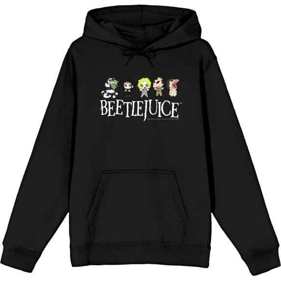 Beetlejuice Chibi Character Line-Up Adult Black Long Sleeve Hoodie-3XL