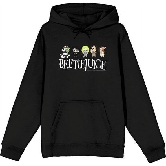 Beetlejuice Chibi Character Line-Up Adult Black Long Sleeve Hoodie-XL