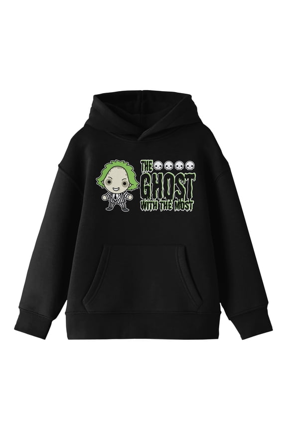 Beetlejuice Chibi Ghost Youth Boys Black Hoodie-XL