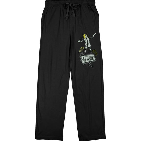 Beetlejuice Classis Horror Movie Logo Men's Black Sleep Pajama Pants-S