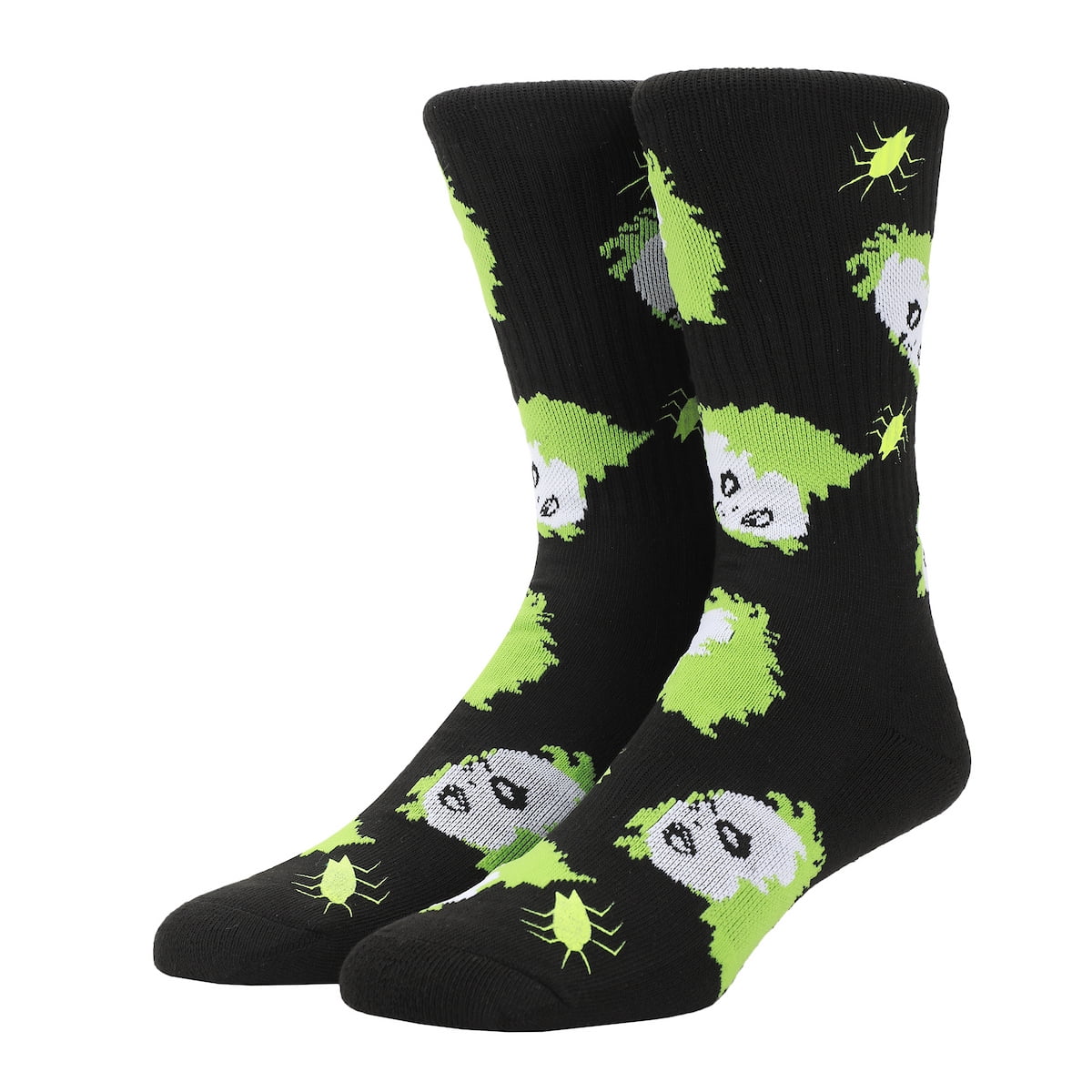 BIOWORLD Beetlejuice Color-Changing Betelgeuse Print Men's Black Athletic Crew Socks