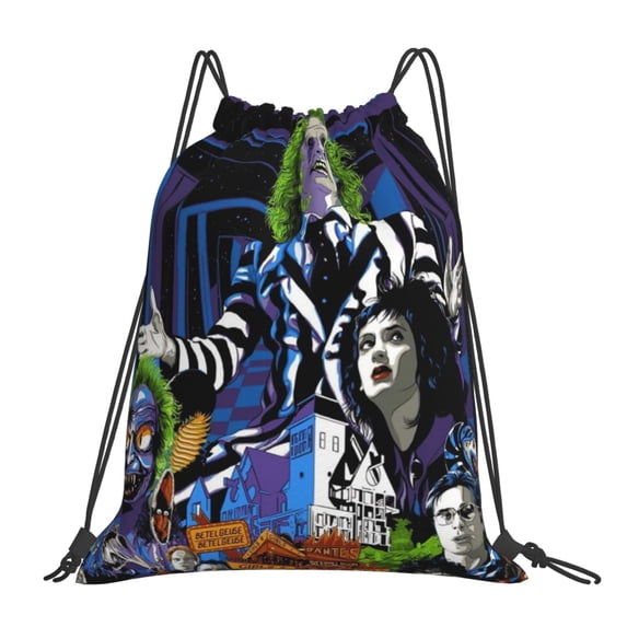Beetlejuice Drawstring Backpack Lightweight Portable Sport Gym Sackpack Draw String Cinch Bags For Men Women