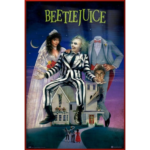 Beetlejuice - Framed Movie Poster (Regular Style) (Size: 24" X 36") (Red Plastic Frame)