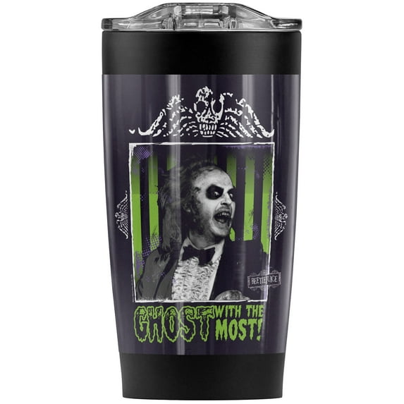 Beetlejuice Ghost Stainless Steel Tumbler 20 oz Coffee Travel Mug/Cup, Vacuum Insulated & Double Wall with Leakproof Sliding Lid | Great for Hot Drinks and Cold Beverages