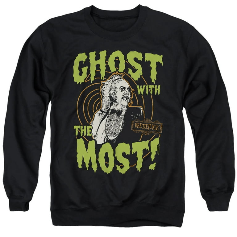 Beetlejuice Ghost Unisex Adult Crewneck Sweatshirt,Black, 3X-Large