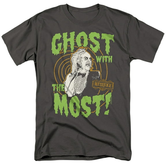 Beetlejuice Ghost Unisex Adult T-Shirt, Charcoal, Large