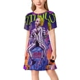 thumbnail image 1 of Beetlejuice Girls Short Sleeve Dress Soft Cute Designs Dresses Casual T-Shirt Dress 150CM, 1 of 7