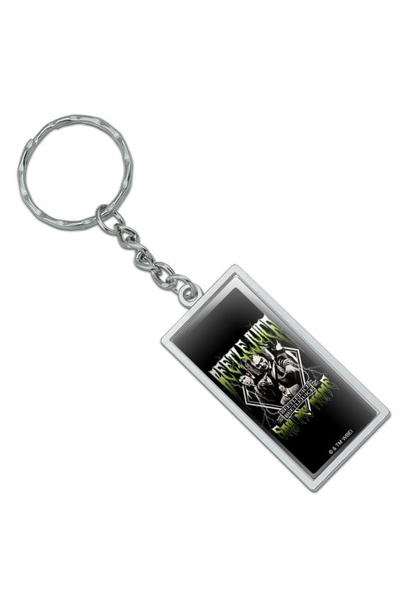 Beetlejuice Group Band Rectangle Keychain in Chrome Plated Metal