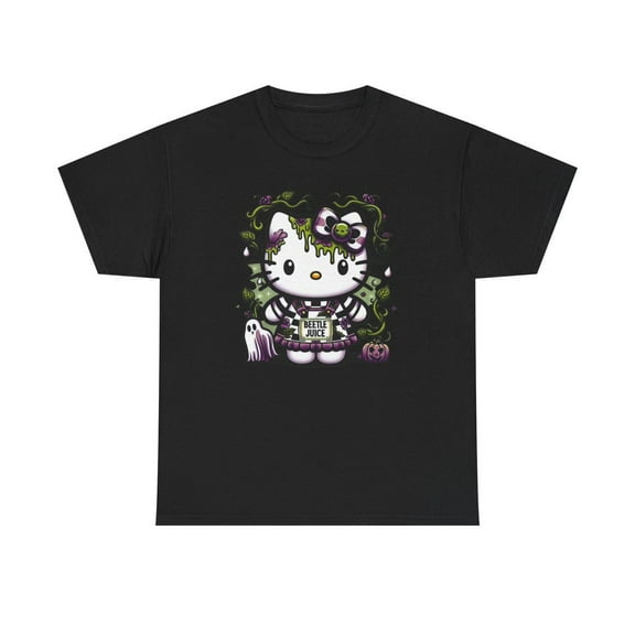 Beetlejuice Halloween Hello Kitty Shirt Cute Spooky Graphic Tee GenZ Halloween Party T Shirt
