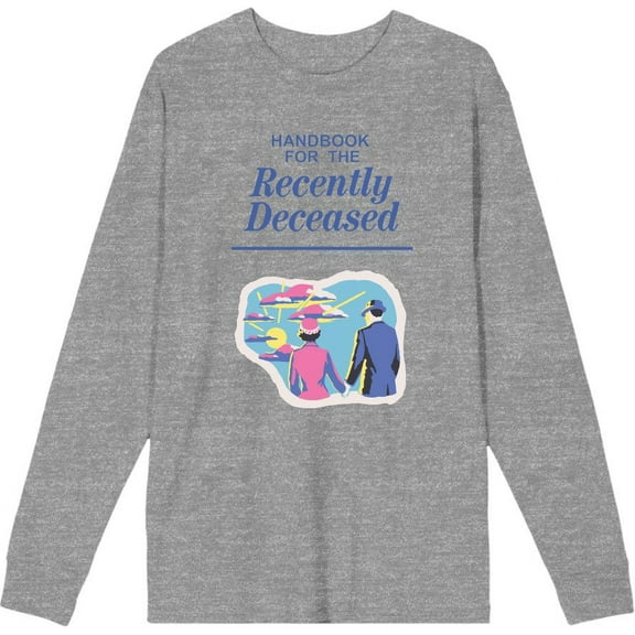 Beetlejuice Handbook For The Recently Deceased Adult Heather Gray Crew Neck Long Sleeve Tee-Medium