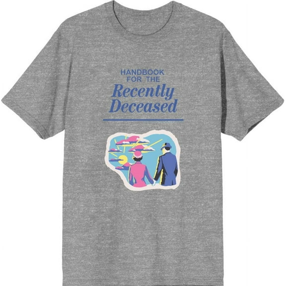 Beetlejuice Handbook For The Recently Deceased Men's Heather Gray Crew Neck Short Sleeve Tee-Medium