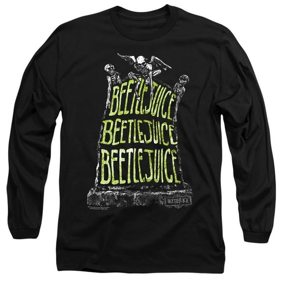 Beetlejuice Headstone Name Unisex Adult Long-Sleeve T Shirt,Black, 2X-Large