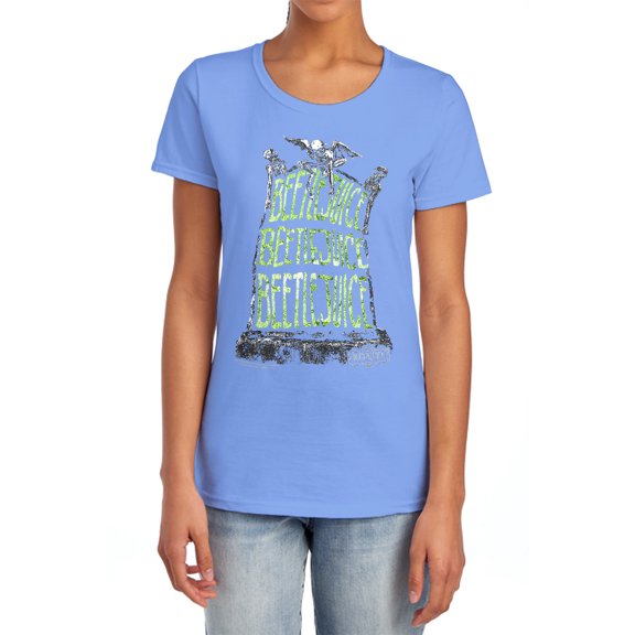 Beetlejuice Headstone Name Women's T Shirt,Carolina Blue, 2X-Large