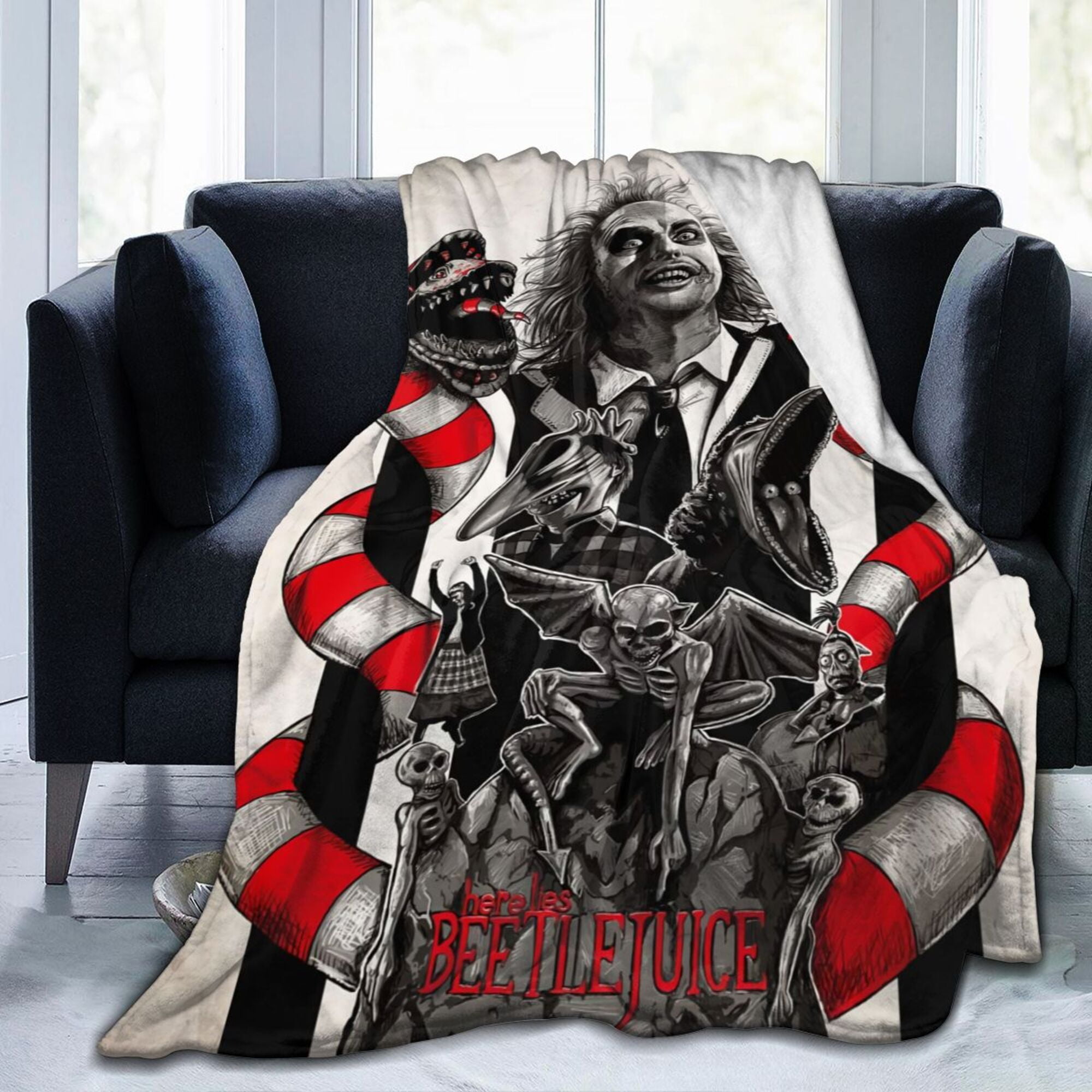 Beetlejuice Horror Throw Blanket, Ultra Soft Cozy Luxury Fleece Blanket