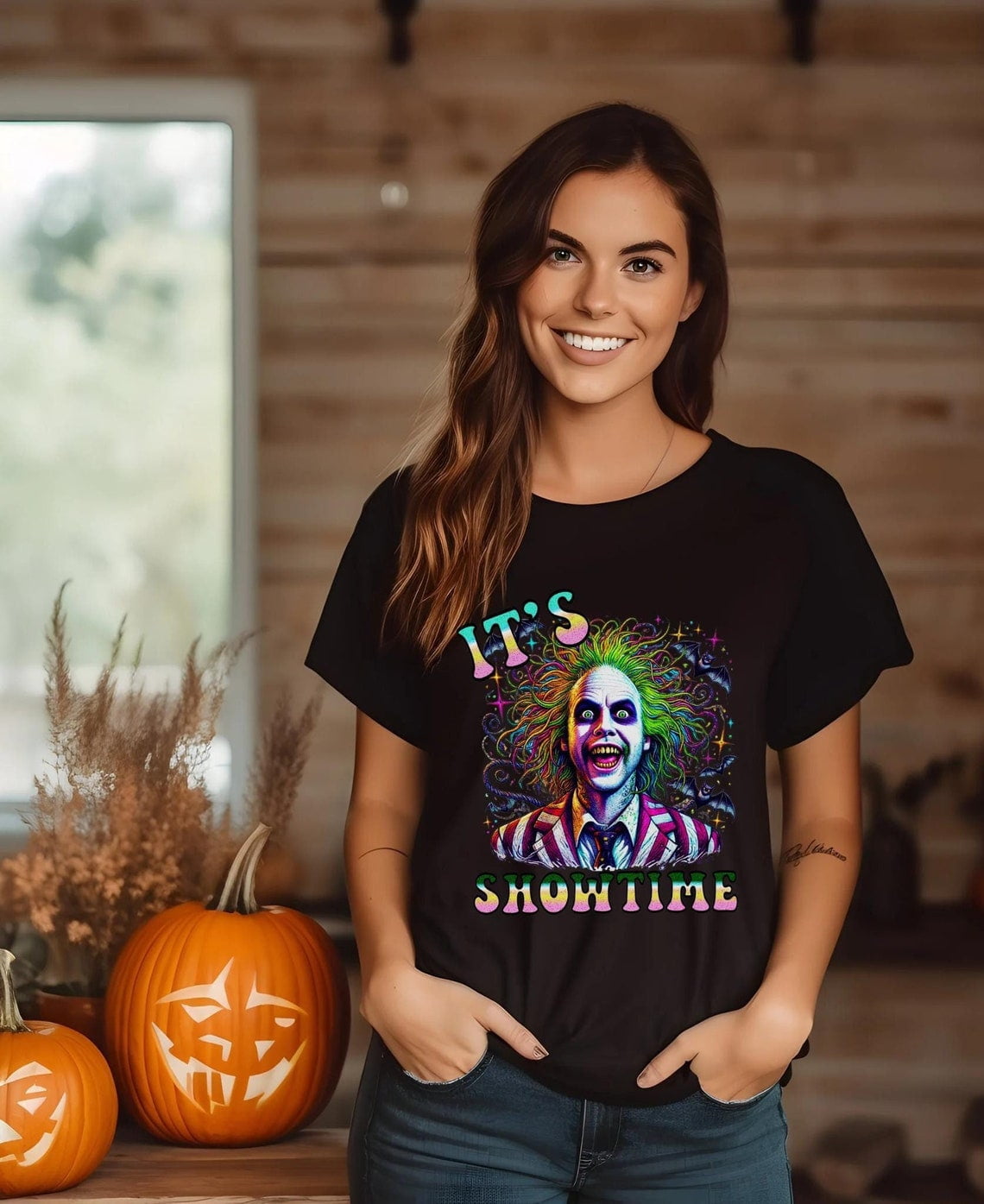 Beetlejuice 'It'S Showtime' TShirt Retro Horror Graphic Tee, Unisex