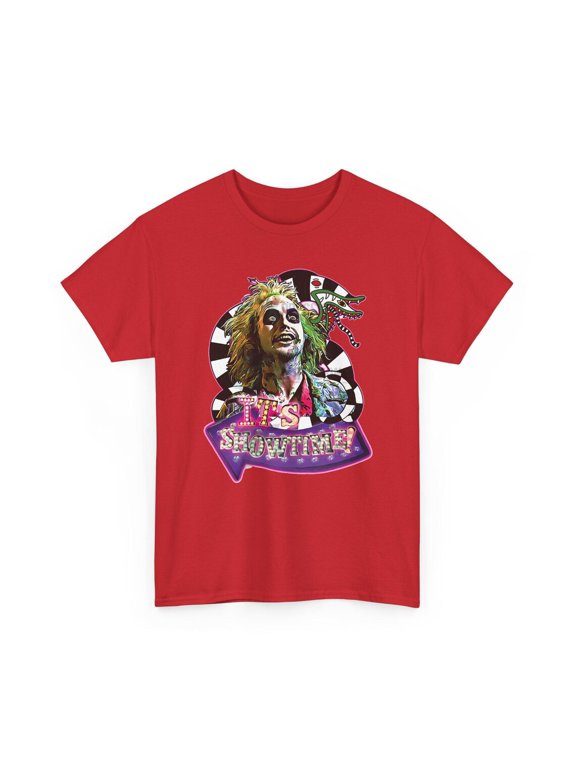Beetlejuice It's Showtime Movie T-Shirt, Halloween Horror Fan Gift,Red Color,Size M
