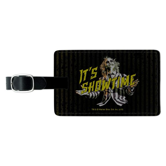 Beetlejuice It's Showtime Rectangle Leather Luggage Card Suitcase Carry-On ID Tag