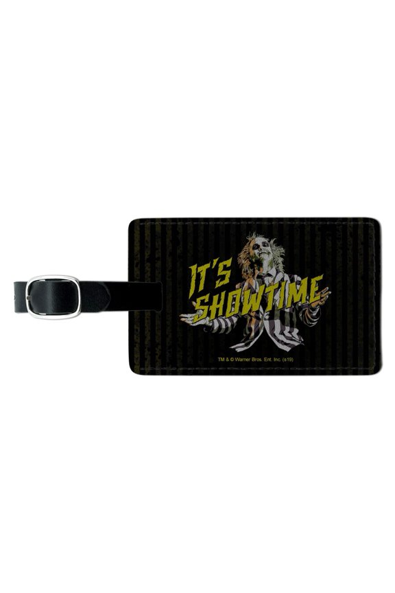 Beetlejuice It's Showtime Rectangle Leather Luggage Card Suitcase Carry-On ID Tag