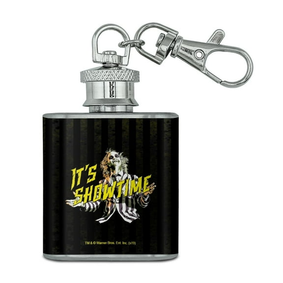Beetlejuice It's Showtime Stainless Steel 1oz Mini Flask Key Chain