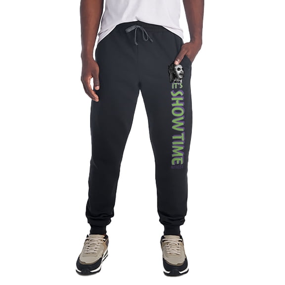 Beetlejuice It's Showtime Unisex Jogger Sweatpants with Pockets for Men and Women, Black, Medium