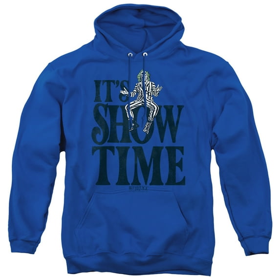 Beetlejuice Its Showtime Text Unisex Adult Pull-Over Hoodie,Royal, 2X-Large