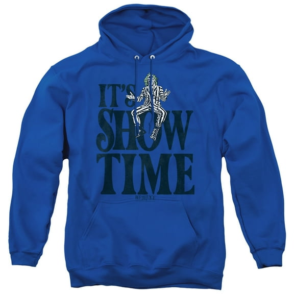 Beetlejuice Its Showtime Text Unisex Adult Pull-Over Hoodie,Royal, X-Large