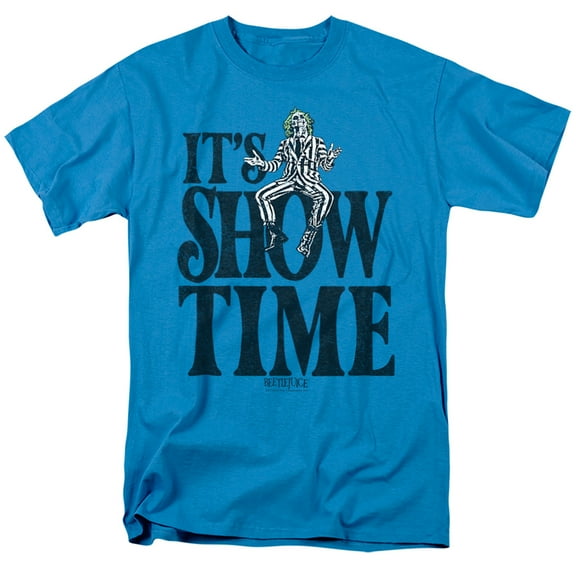 Beetlejuice Its Showtime Text Unisex Adult T-Shirt, Turquoise, 2X-Large