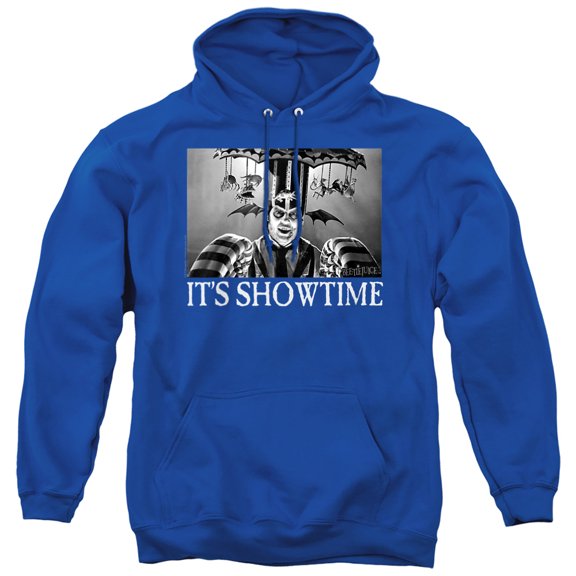 Beetlejuice Its Showtime Unisex Adult Pull-Over Hoodie,Royal, X-Large
