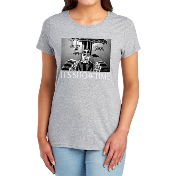 Beetlejuice Its Showtime Women's T Shirt,Athletic Heather, Small