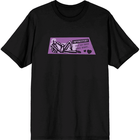 Beetlejuice "Just Say Those Words" Adult Black Crew Neck Short Sleeve Tee-Large