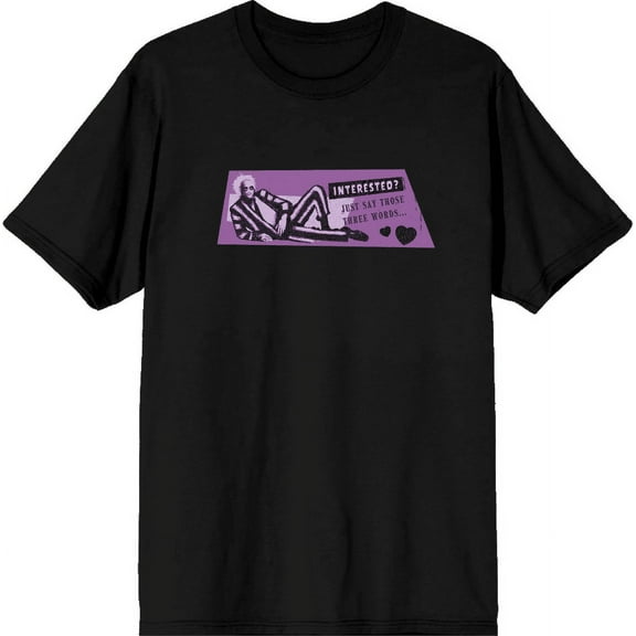Beetlejuice "Just Say Those Words" Adult Black Crew Neck Short Sleeve Tee-Large