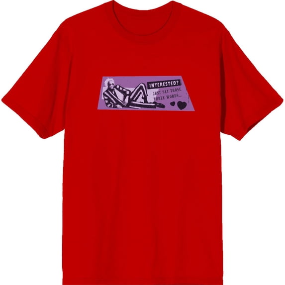Beetlejuice "Just Say Those Words" Adult Red Crew Neck Short Sleeve Tee-3XL