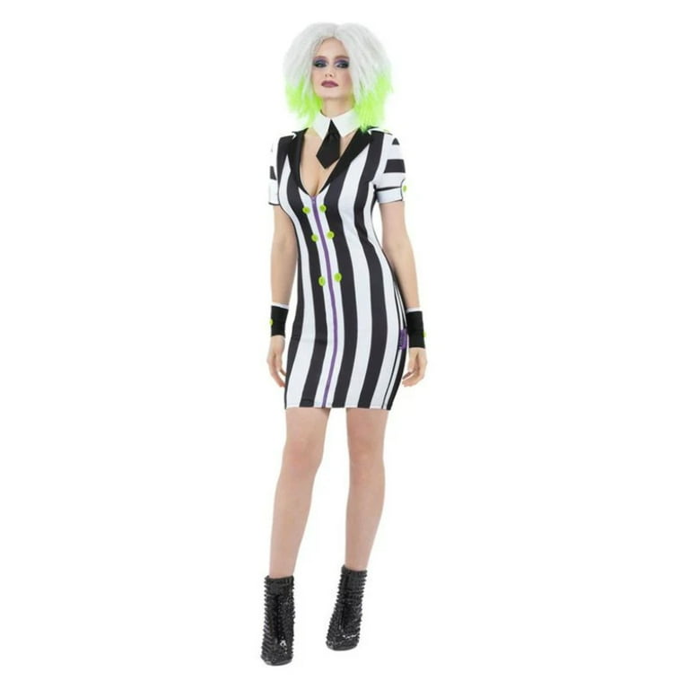 Beetlejuice Ladies Costume Striped Dress