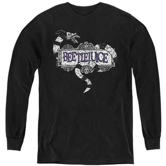 Beetlejuice Logo Kids Long Sleeve T Shirt (Large) for Youth Boys and Girls, Black