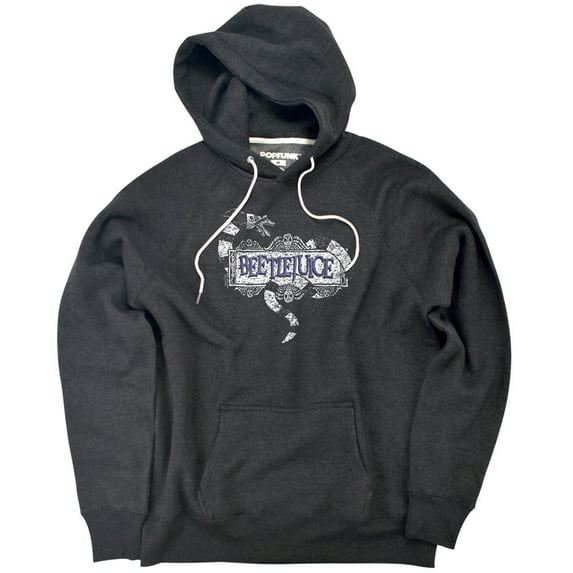 Beetlejuice Logo Unisex Adult Slim Fit Pull-Over Heather Hoodie, Charcoal, 2X-Large