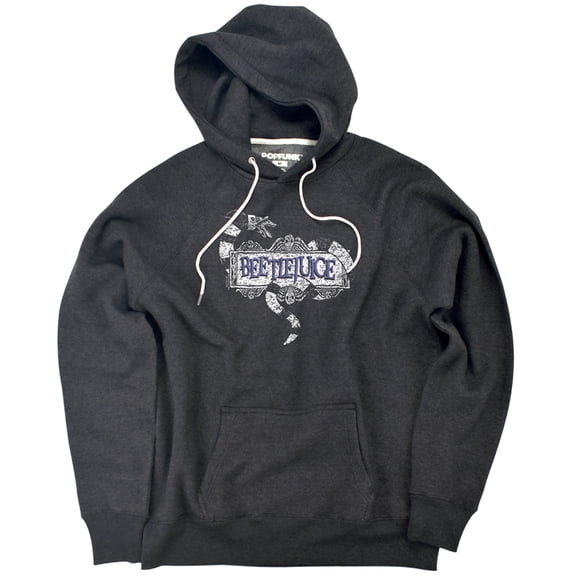 Beetlejuice Logo Unisex Adult Slim Fit Pull-Over Heather Hoodie, Charcoal, Medium