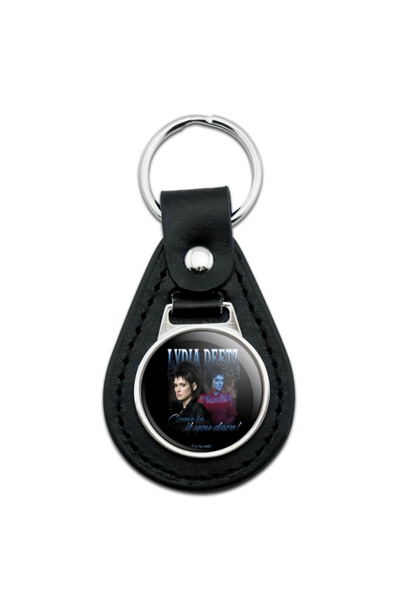 Beetlejuice Lydia Homage Black Leather Keychain