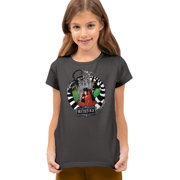 Beetlejuice Lydia With Worms Kids T Shirt (Medium) for Youth Toddler Boys and Girls, Charcoal