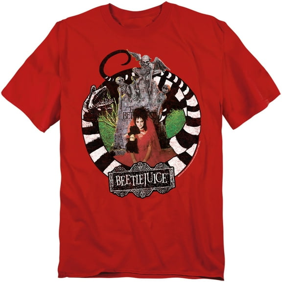 Beetlejuice Lydia with Worms Unisex Adult T-Shirt, Red, Large