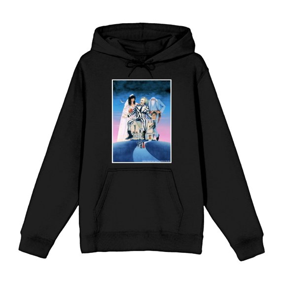 Beetlejuice Mansion Key Art Adult Black Long Sleeve Hoodie-Medium