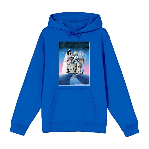 Beetlejuice Mansion Key Art Adult Blue Long Sleeve Hoodie-Large