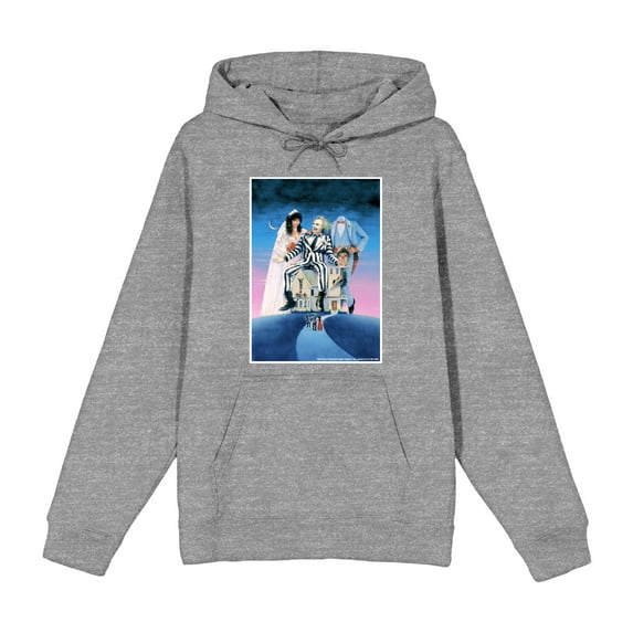 Beetlejuice Mansion Key Art Adult Heather Gray Long Sleeve Hoodie-Small