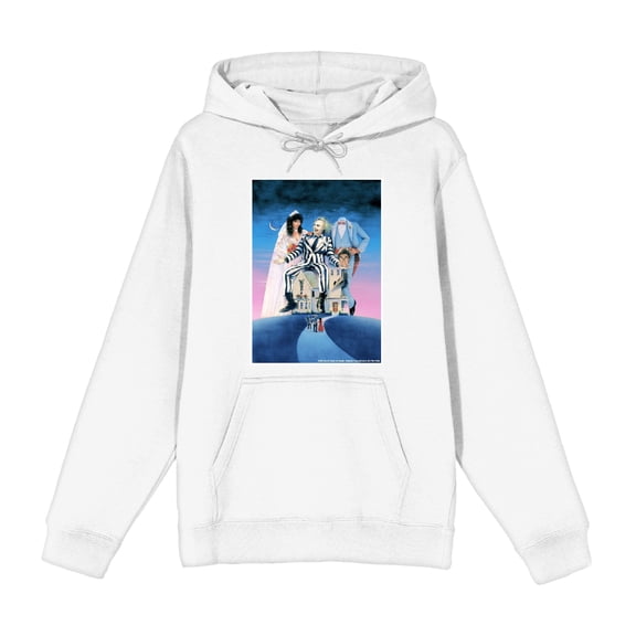 Beetlejuice Mansion Key Art Adult White Long Sleeve Hoodie-Medium