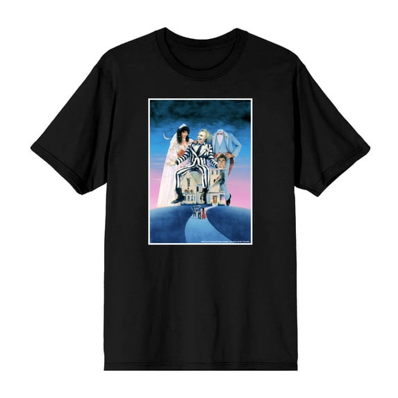 Beetlejuice Mansion Key Art Men's Black Crew Neck Short Sleeve Tee-XL