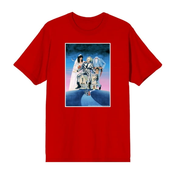Beetlejuice Mansion Key Art Men's Red Crew Neck Short Sleeve Tee-XL